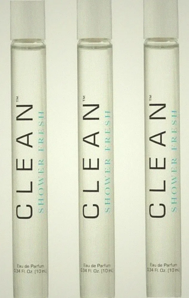 3 Clean SHOWER FRESH EDP Womens Perfume Rollerball .34oz Ea. NEW TESTER NO BOX