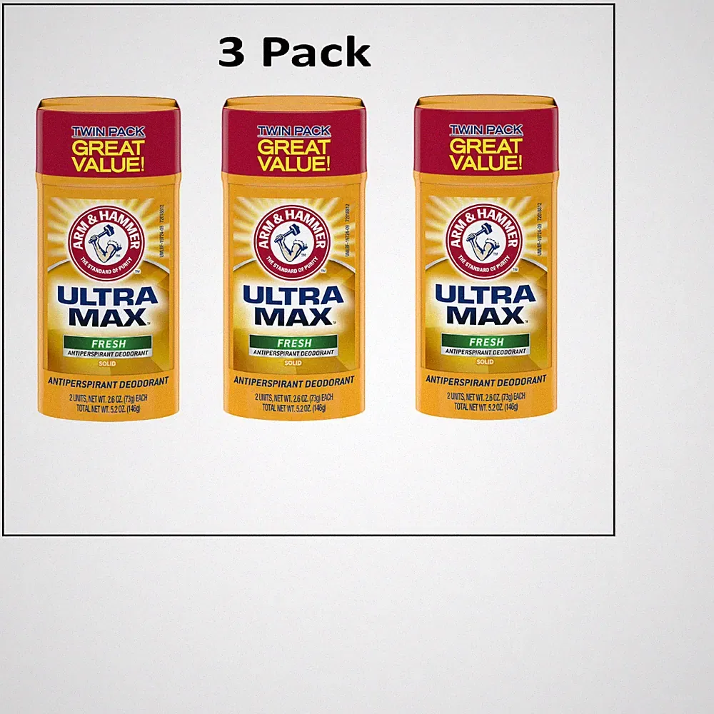 ARM & HAMMER Ultra Max Solid Deodorant Fresh 2.6 oz – Twin Pack ( 3 Pack)